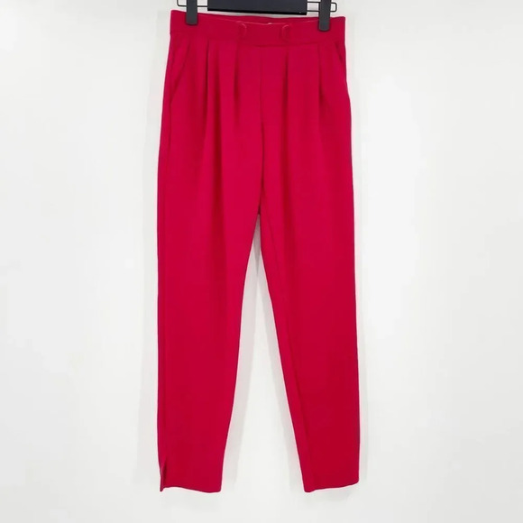 Beta Brand Women's Red Pleated High Rise Trouser Slacks‎ Pants Size XS - Picture 1 of 4